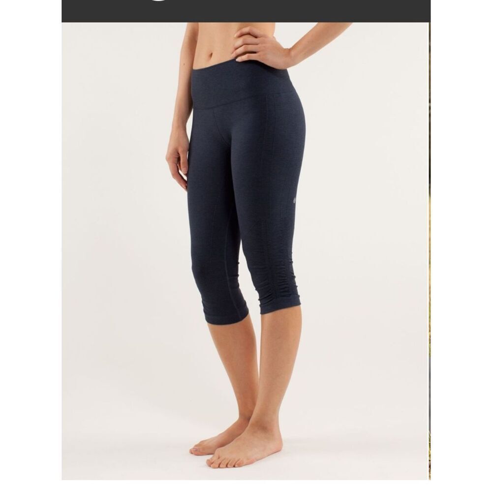 lululemon Seamless In the Flow Cropped Active Leggings with Side Ruching